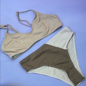 ROMWE Beige Ribbed Fabric